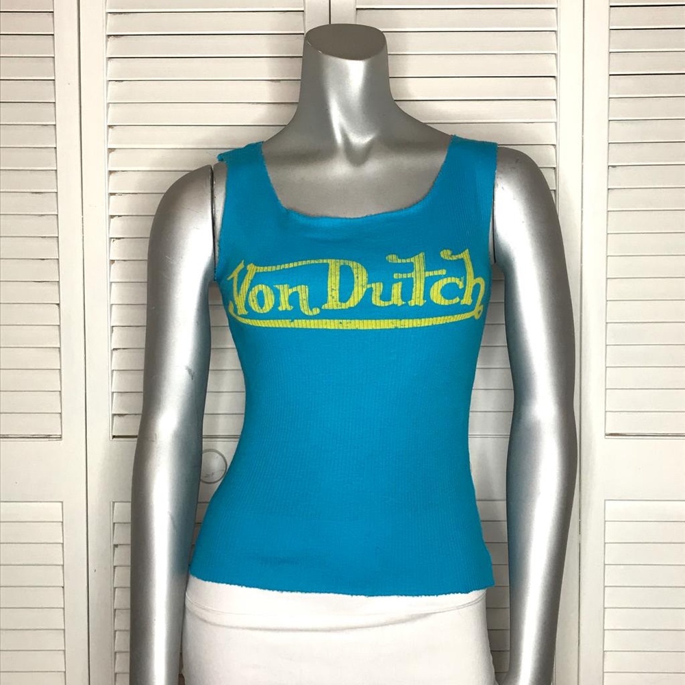 Vintage Von Dutch Raw Hem Ribbed Tank Top 2000s